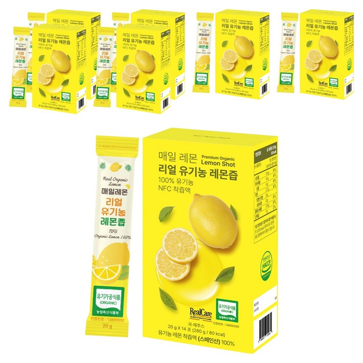 매일레몬 리얼 유기농 레몬즙, 280g, 7개