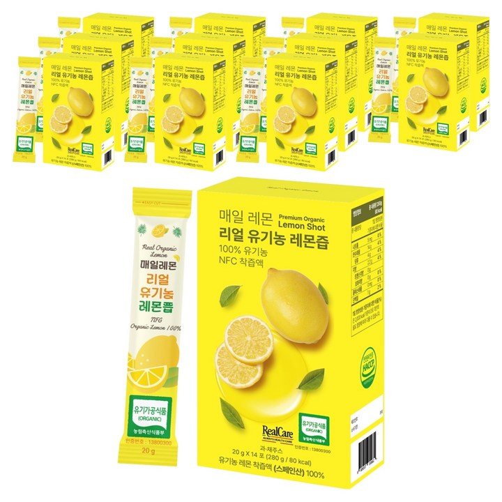 매일레몬 리얼 유기농 레몬즙, 280g, 12개