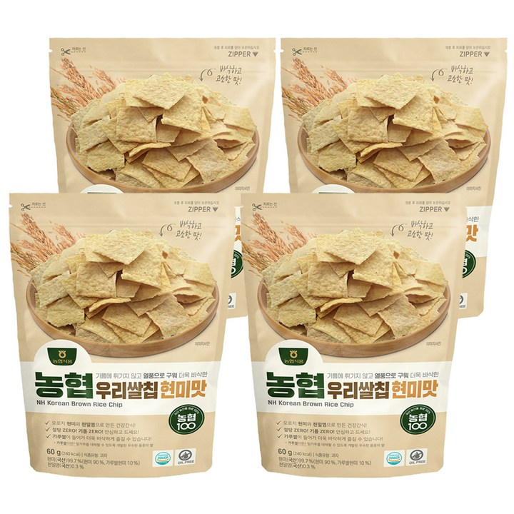 농협식품 우리쌀칩 현미맛, 60g, 4개