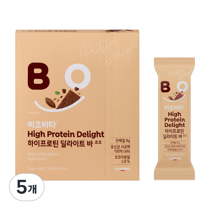 비오비타 일동제약 하이프로틴 딜라이트 바 초코 4p, 140g, 5개