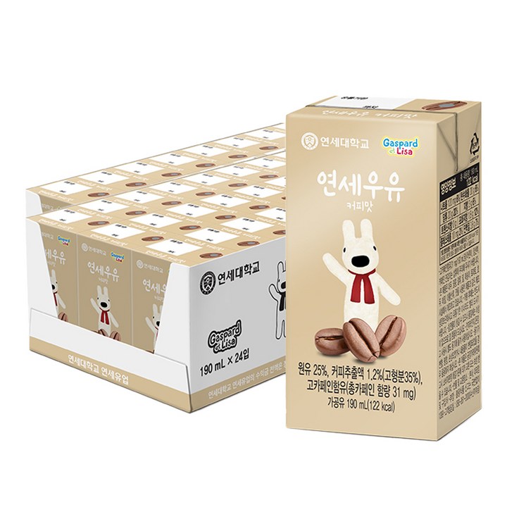 연세우유 커피맛 멸균우유, 190ml, 48개