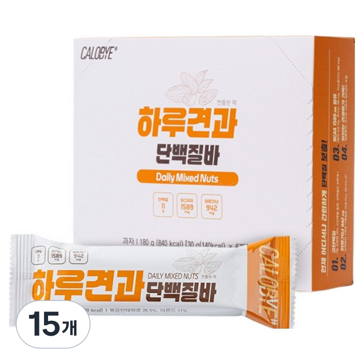 칼로바이 하루견과 단백질바 6p, 180g, 15개