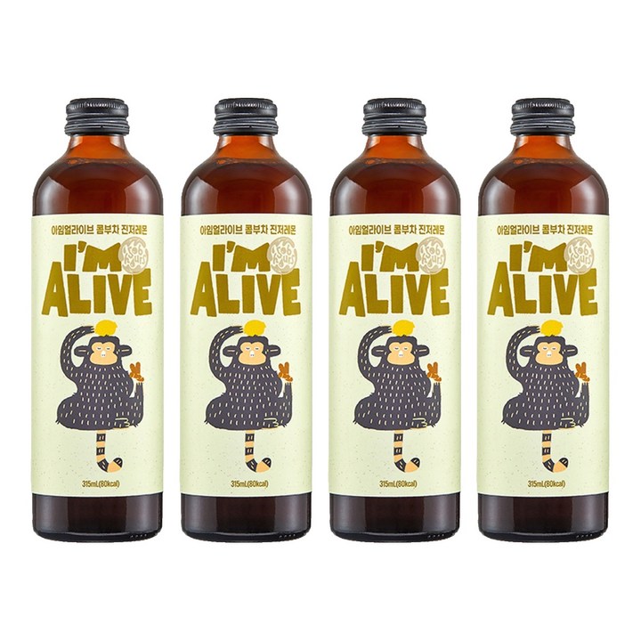 아임얼라이브 콤부차 진저레몬, 315ml, 4개