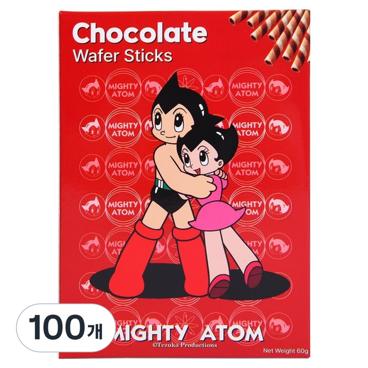 글로리아비스코 아톰 초콜릿맛 와퍼스틱 10p, 60g, 100개