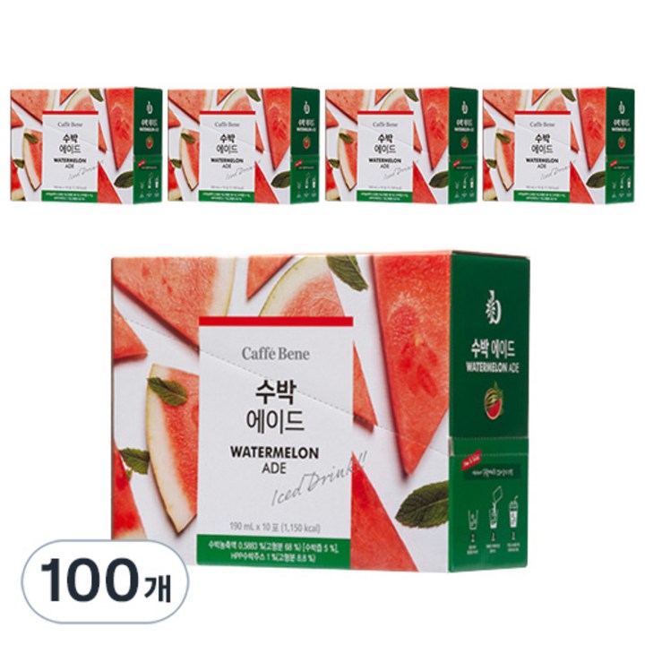 카페베네 수박에이드, 190ml, 100개