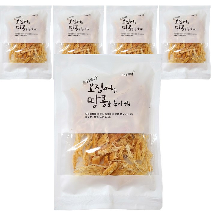 더먹다 자연오감 오징어는 땅콩을 좋아해, 120g, 5개