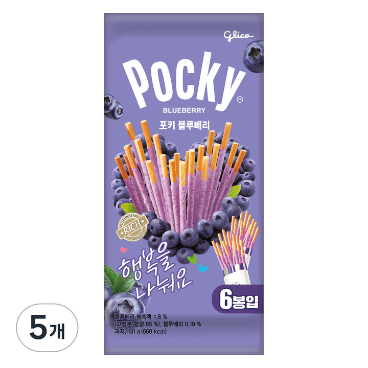 포키 블루베리 막대과자, 131g, 5개