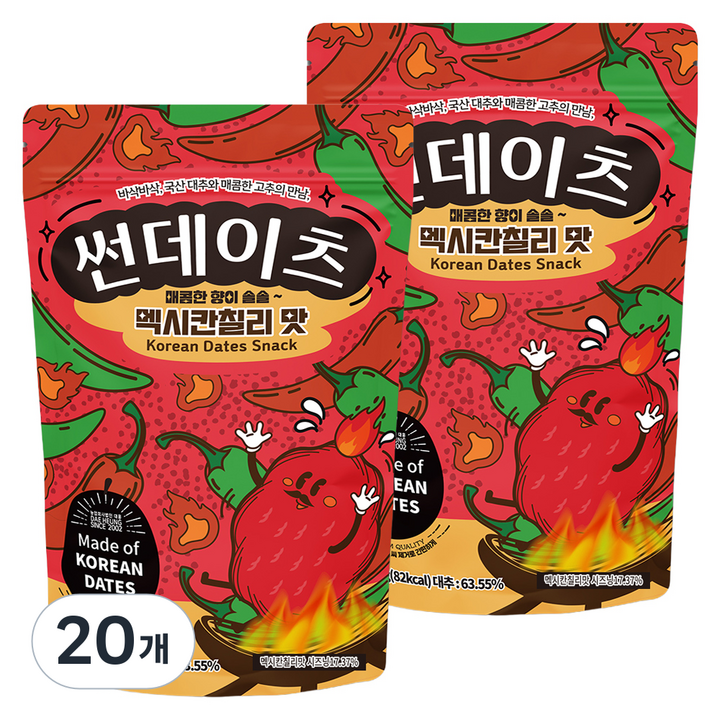 썬데이츠 대추스낵 멕시칸칠리맛, 20g, 20개