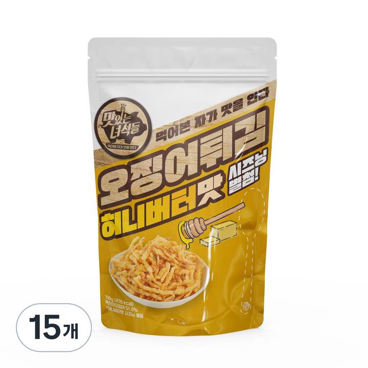 맛있는 녀석들 오징어튀김 허니버터맛, 15개, 100g