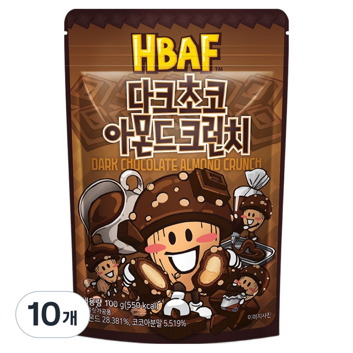 바프 다크초코 아몬드 크런치, 10개, 100g