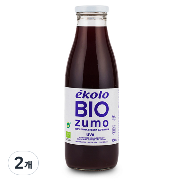 에콜로 유기농 NFC 프리미엄 포도 착즙주스, 750ml, 2개