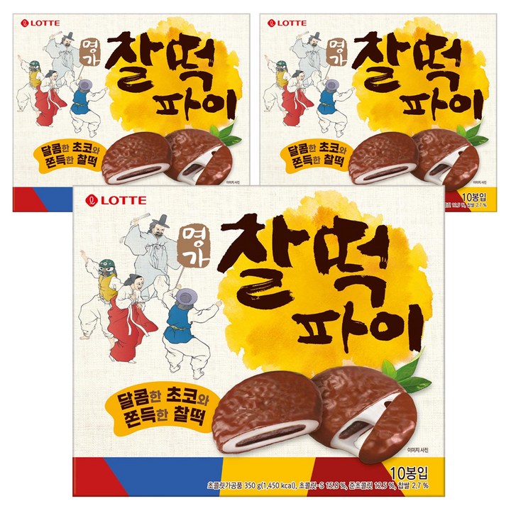 롯데웰푸드 명가 찰떡파이, 350g, 3개