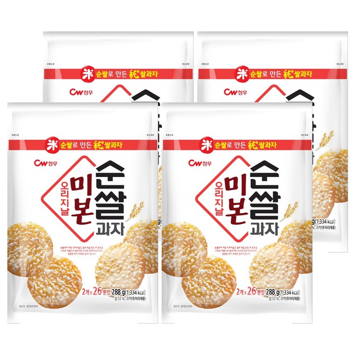 청우식품 미본 순쌀과자 26p, 288g, 4개