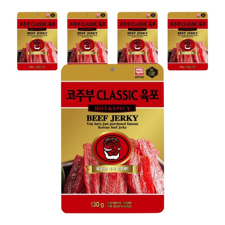 코주부 CLASSIC 육포 HOT & SPICY, 130g, 5개