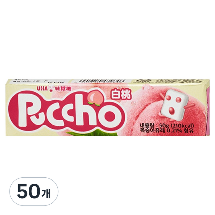 푸쵸 스틱 캔디 피치, 50개, 50g