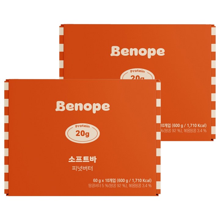 베노프 소프트 프로틴바 피넛버터 10p, 600g, 2개