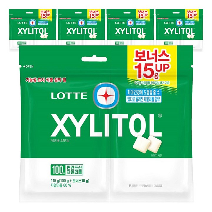 롯데자일리톨 오리지날 껌 리필, 115g, 5개