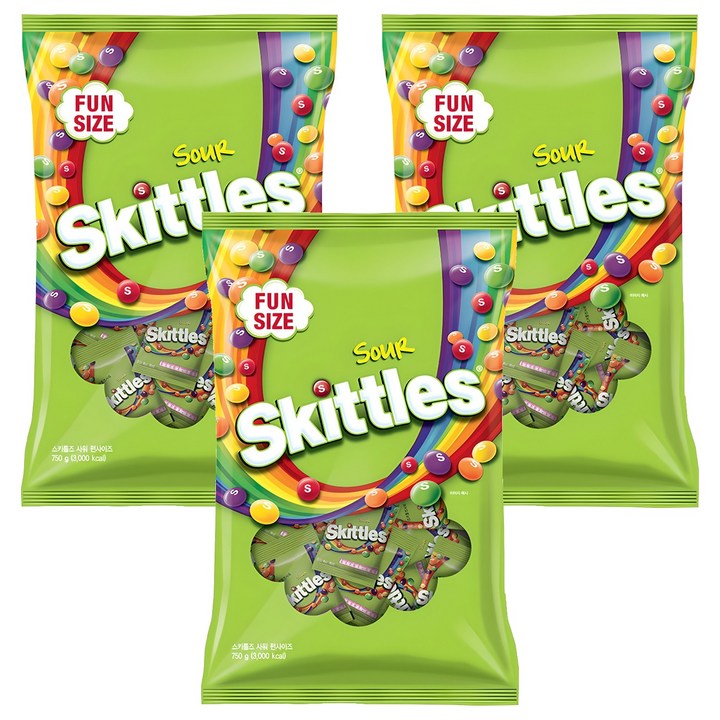 스키틀즈 사워 펀사이즈, 750g, 3개
