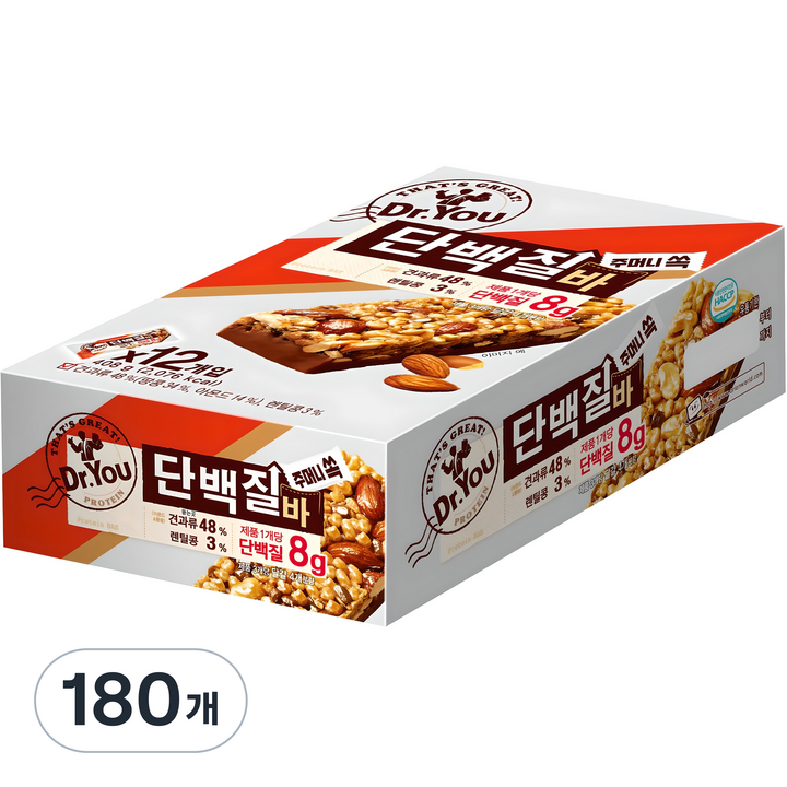 닥터유 주머니쏙 단백질바, 34g, 180개