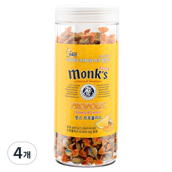 Monks 프로폴리스 캔디, 400g, 4개