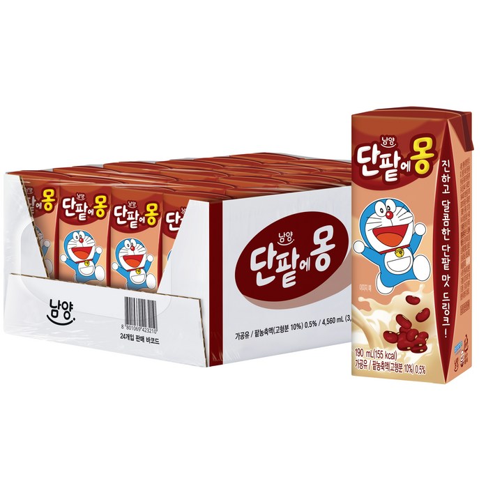 남양유업 단팥에몽 멸균우유, 24개, 190ml