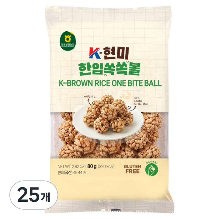 농협 K 현미 한입쏙쏙볼, 80g, 25개