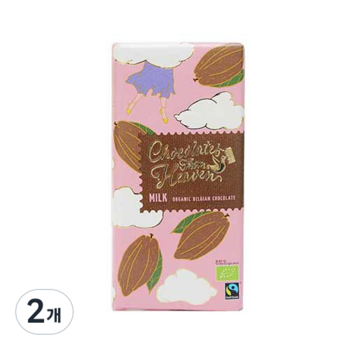 초콜릿프롬헤븐 유기농 밀크 초콜릿, 100g, 2개