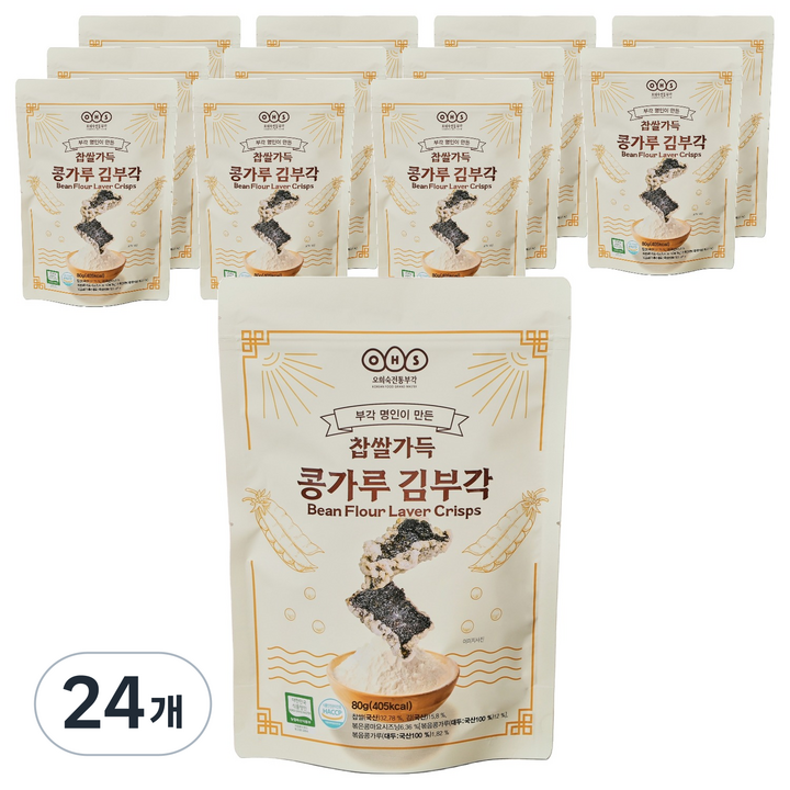 오희숙전통부각 콩가루 김부각, 24개, 80g