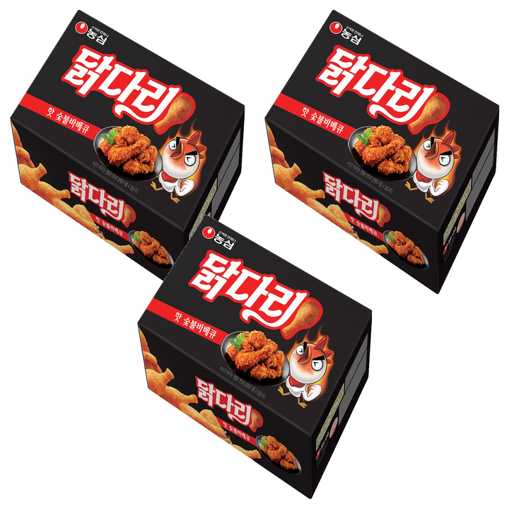 농심닭다리 핫숯불바베큐, 66g, 3개