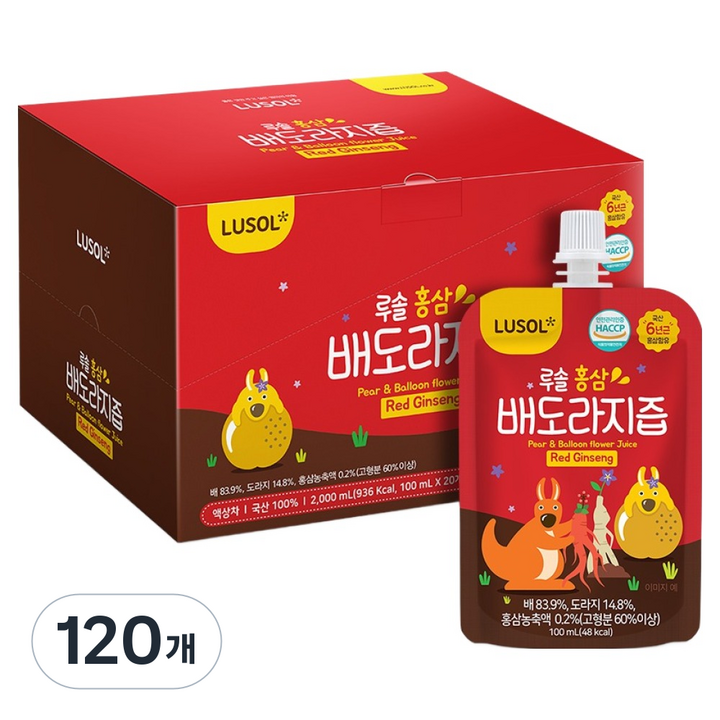 루솔 홍삼배도라지즙, 100ml, 120개