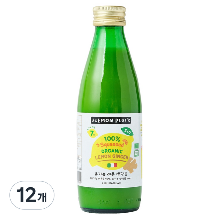 레몬플러스 유기농 레몬플러스 레몬 생강즙, 12개, 250ml