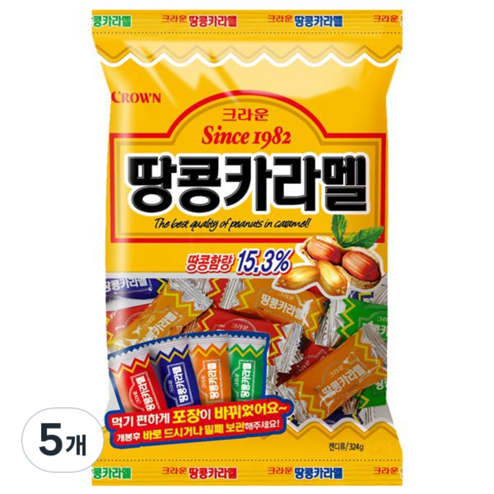 크라운 땅콩카라멜, 324g, 5개