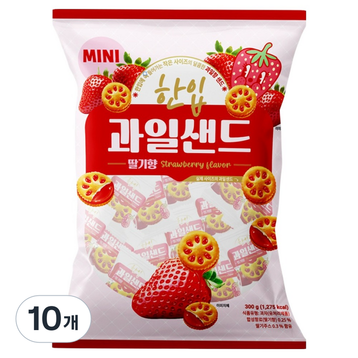 한입 과일 샌드 딸기향 57p, 300g, 10개