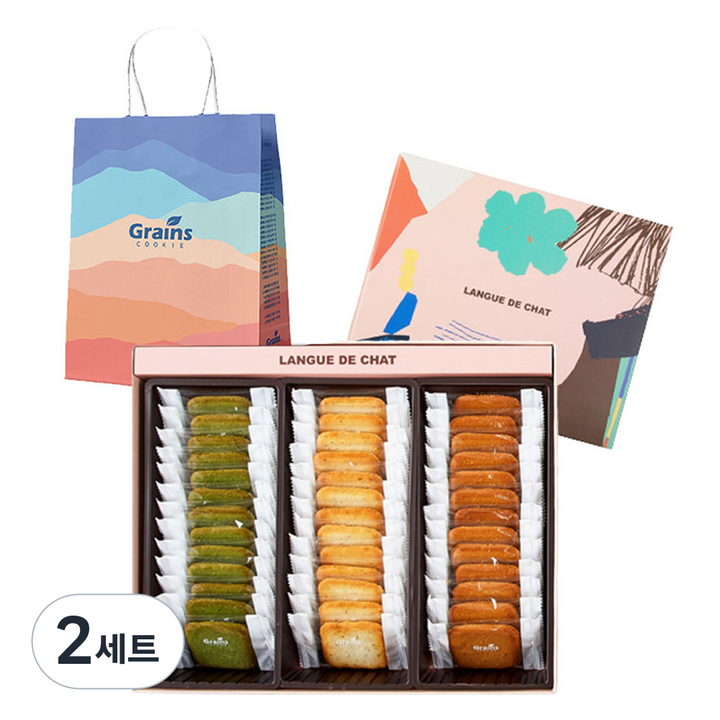 그래인스쿠키 랑그드샤 3종 x 13p 세트 대 + 쇼핑백, 2세트, 350g