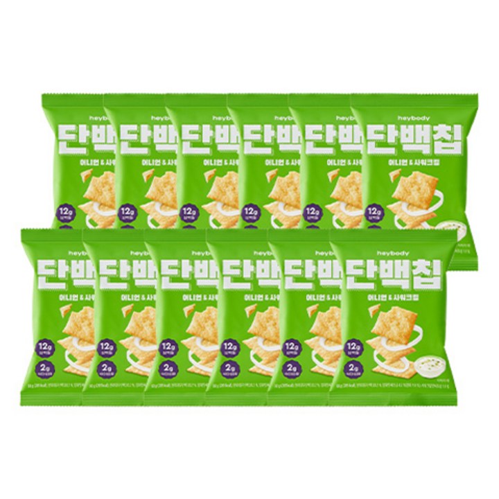 헤이바디 단백칩 어니언&사워크림, 50g, 12개