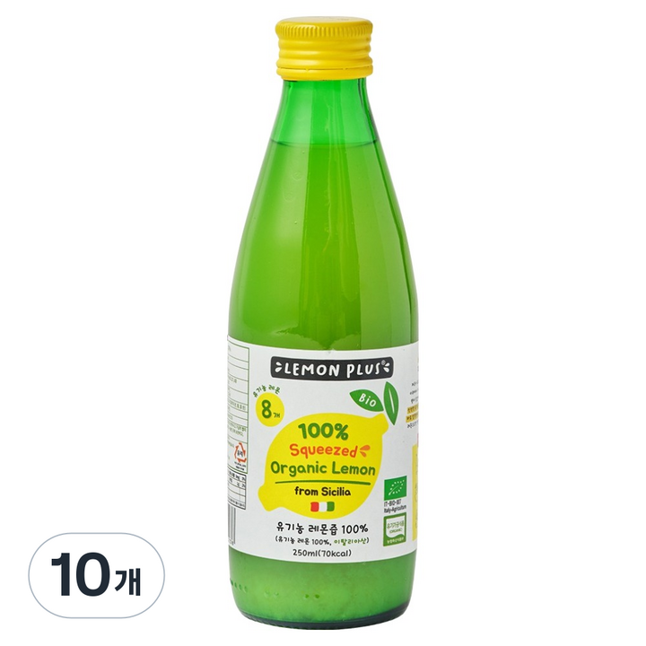 레몬플러스 유기농 레몬즙, 250ml, 10개