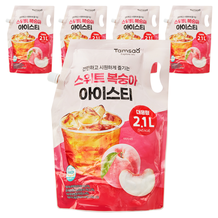 탐사 스위트 복숭아 아이스티, 2.1L, 5개