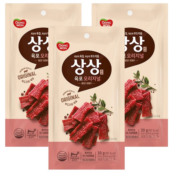 상상육포 오리지널, 30g, 3개