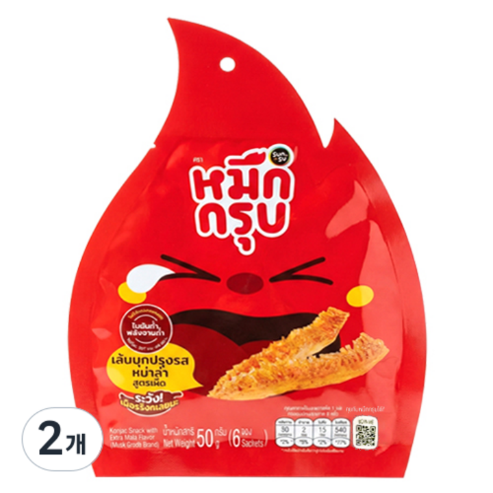 묵끄럽 곤약스낵 엑스트라 마라맛, 50g, 2개