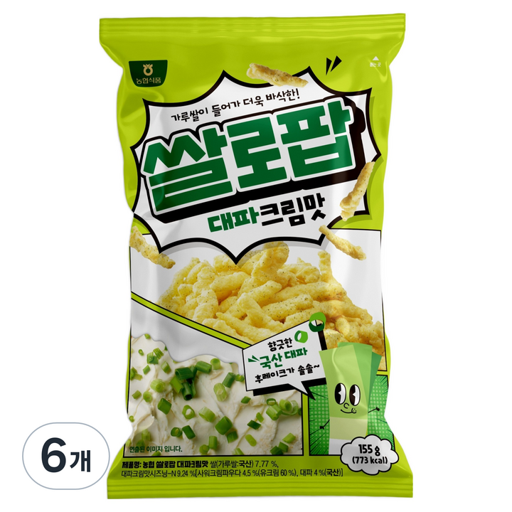 농협식품 쌀로팝 대파크림맛, 155g, 6개