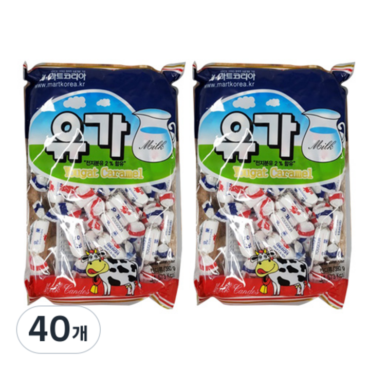 리소하우스 대용량 입가심 유가 카라멜 사탕, 380g, 40개