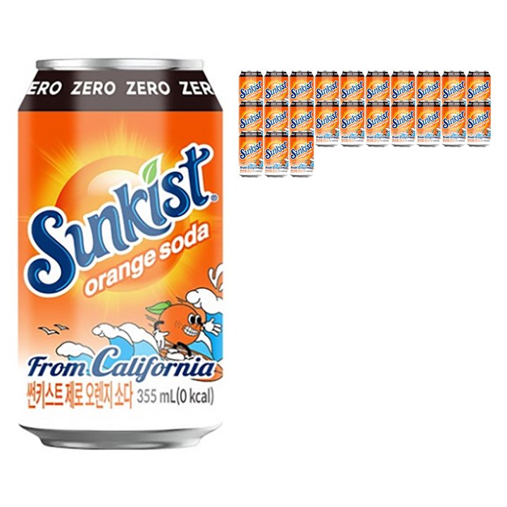 광동제약 썬키스트 제로 오렌지 소다, 355ml, 24개