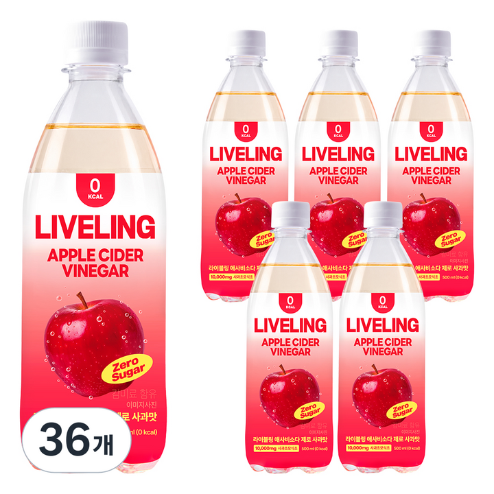 라이블링 애사비 소다 제로 사과맛, 500ml, 36개