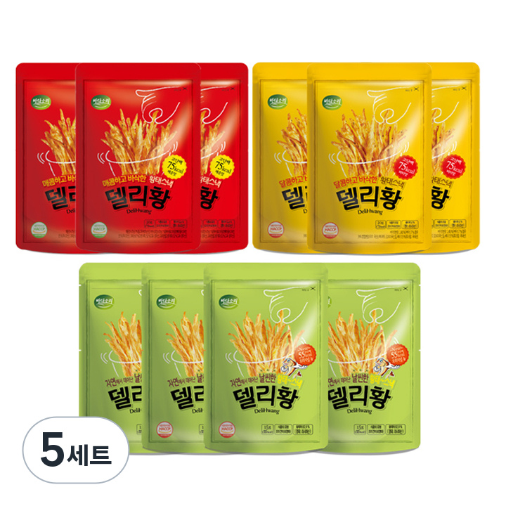 바다소리 델리황 오리지널 15g x 4p + 매운맛 20g x 3p + 버터맛 20g x 3p, 5세트, 180g