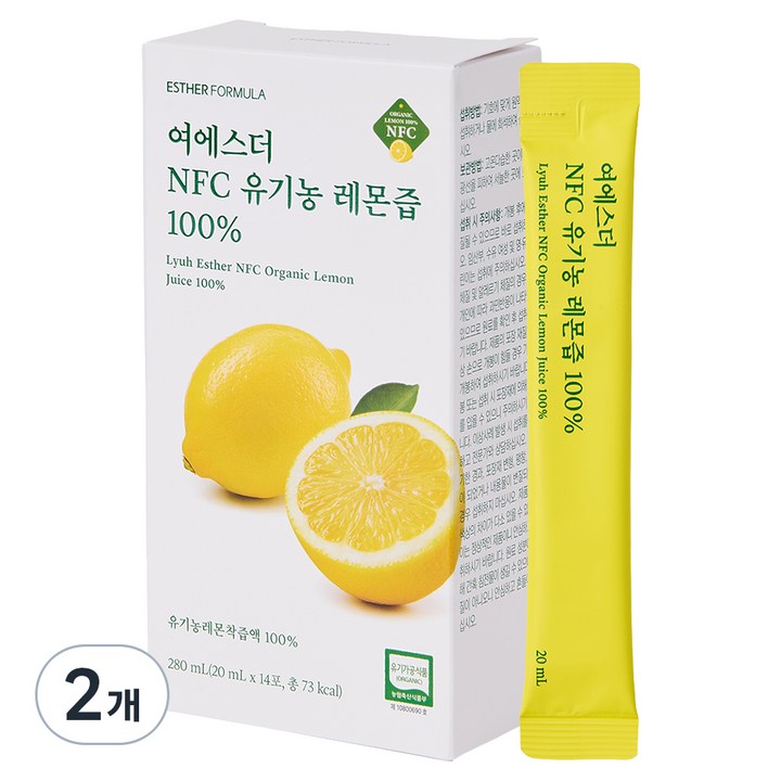에스더포뮬러 여에스더 NFC 유기농 레몬즙 100%, 20ml, 2개