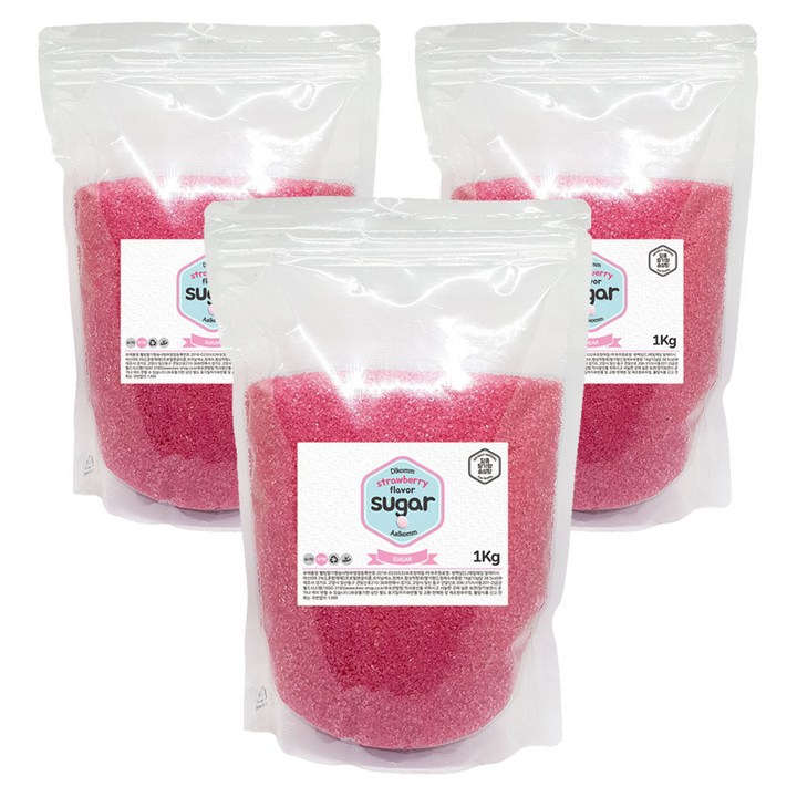 웰빙 솜사탕 설탕 딸기향, 1kg, 3개