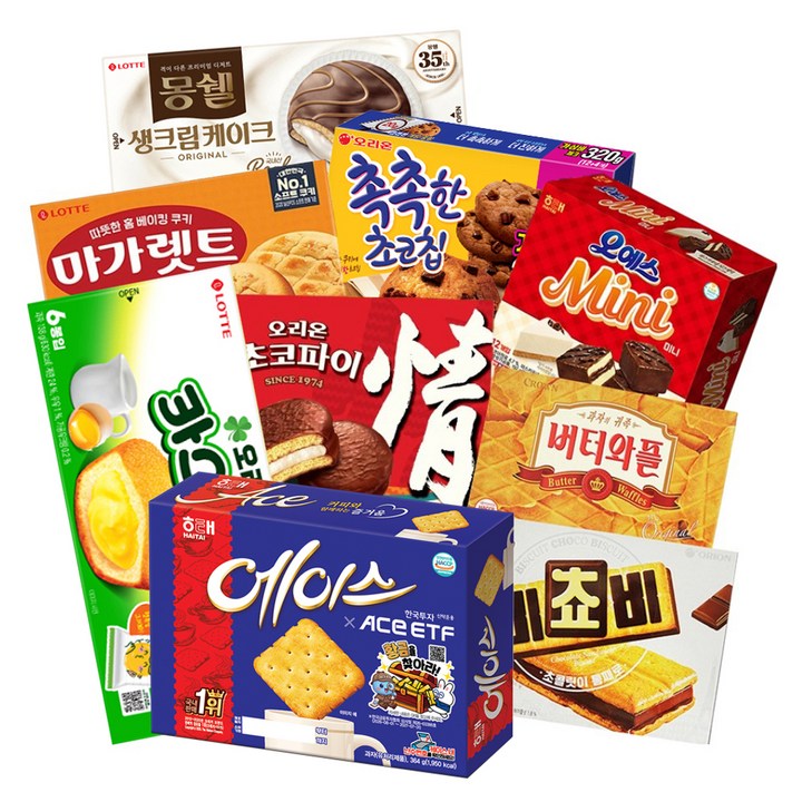 해태제과 사무실 간식 모음 9종, 364g, 1세트