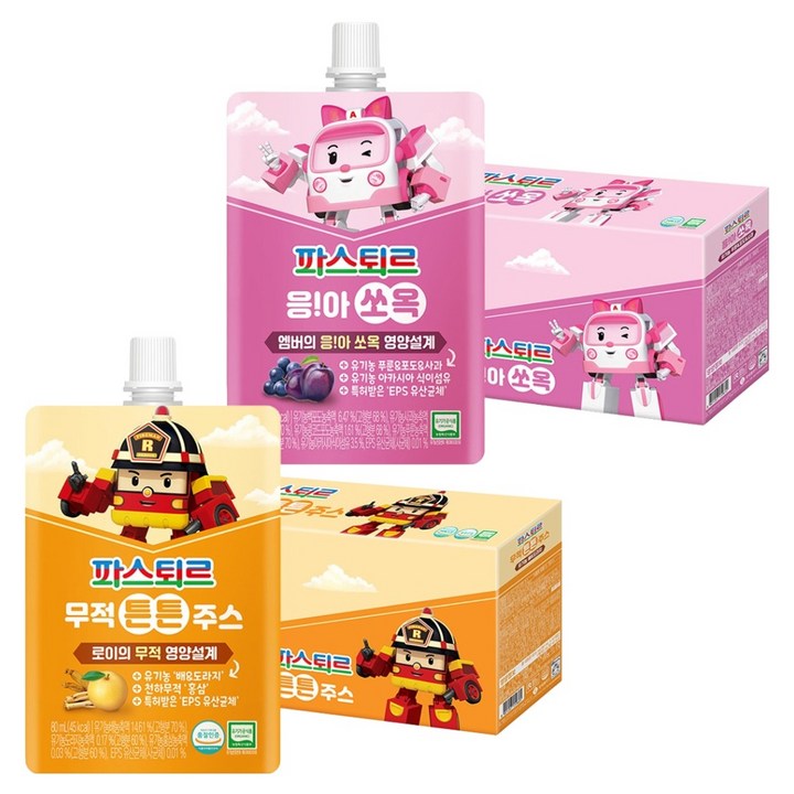 파스퇴르 유아용 무적 튼튼 주스 80ml 10p + 응아 쏘옥 주스 80ml 10p, 1박스