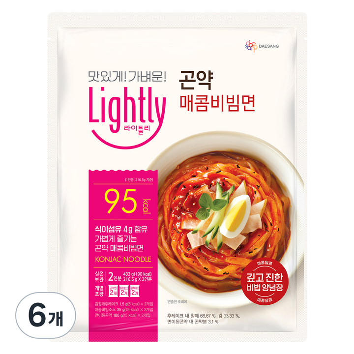 라이틀리 곤약 매콤비빔면 2인분, 433g, 6개