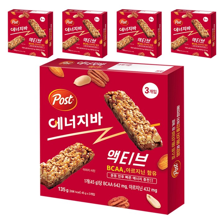 포스트 에너지바 액티브 3p, 135g, 5개